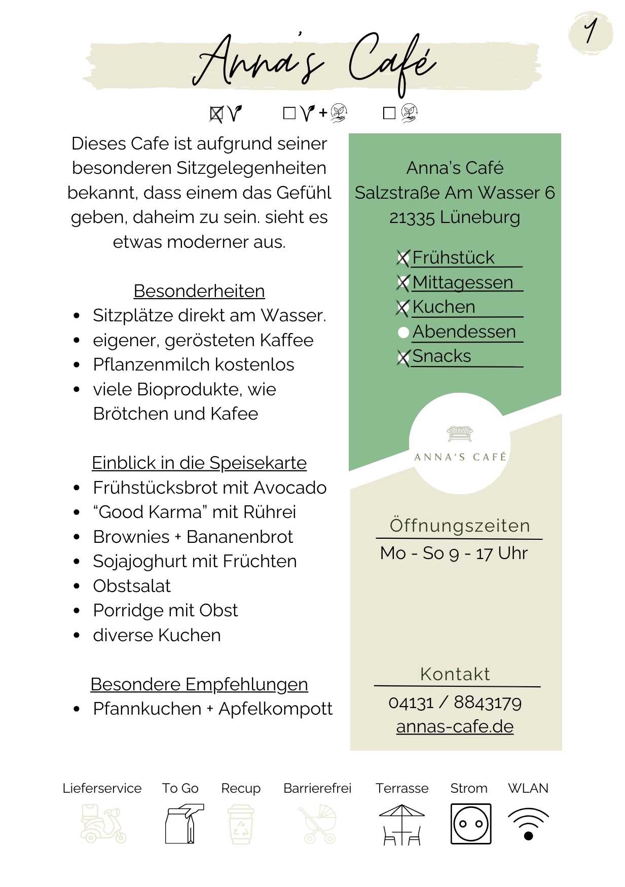Reiseführer Vegan und Nachhaltig durch Lüneburg . Dies ist eine Beispielseite  für ein Unternehmen in der Kategorie Cafes